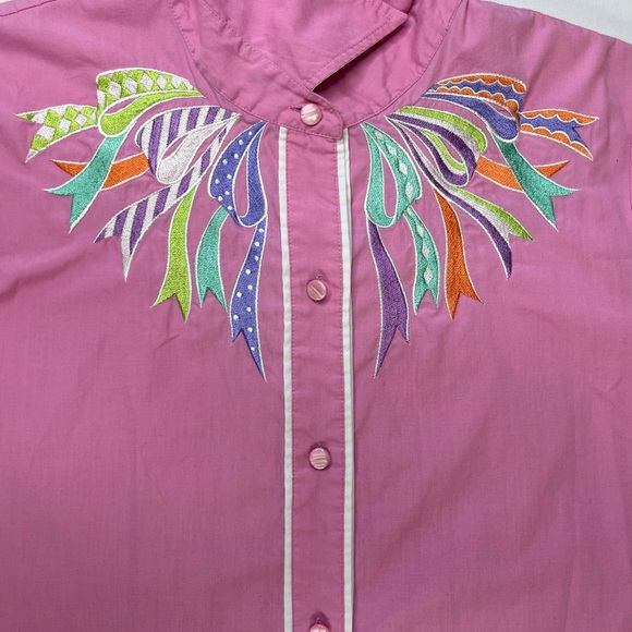 Bob Mackie Pink Embroidered Shirt Size Large - Picture 6 of 12
